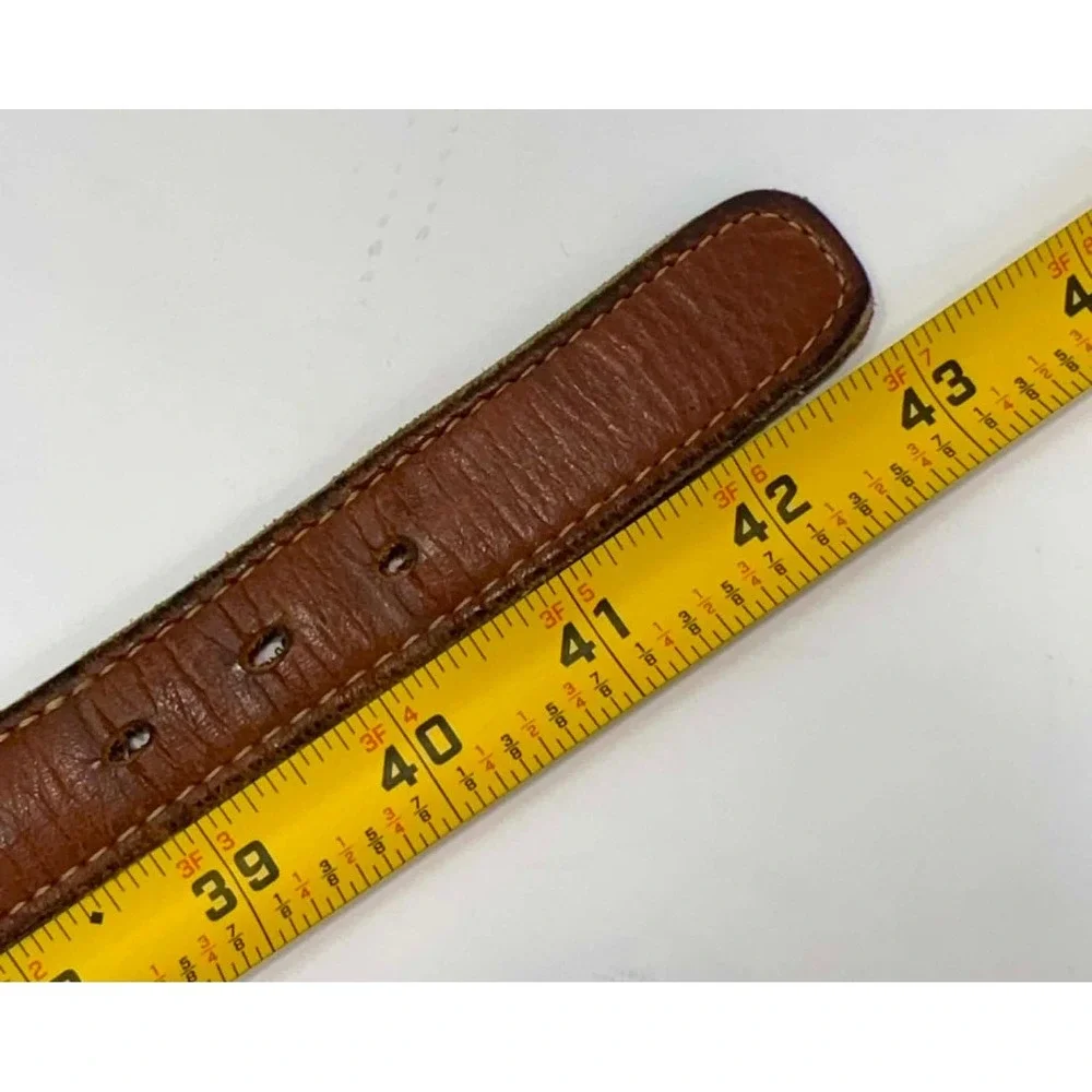 Smathers & Branson Needlepoint Belt Size 40 Green Fishing Lure Leather Canvas